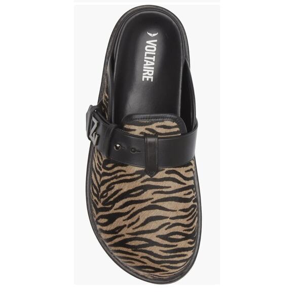 Zadig & Voltaire Alpha Zebra Print Genuine Calf Hair Mules - Picture 3 of 8